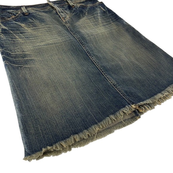 575 Denim Womens 30 Distressed Boho Frayed Hem Denim Jean Straight Skirt - Picture 4 of 8